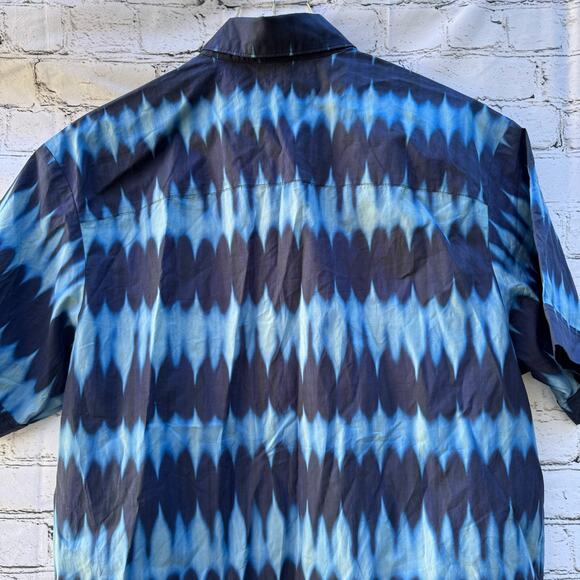A.P.C. Shirt Ross Tie Dye Button Up Short Sleeve Cotton Blue Medium Classic - Picture 5 of 8
